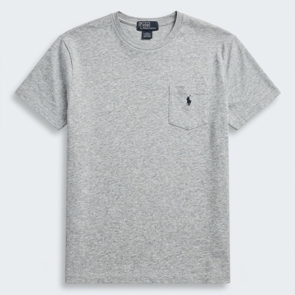 Vintage Polo Ralph Lauren Pocket Tee Gray Single Stitch 90s Medium